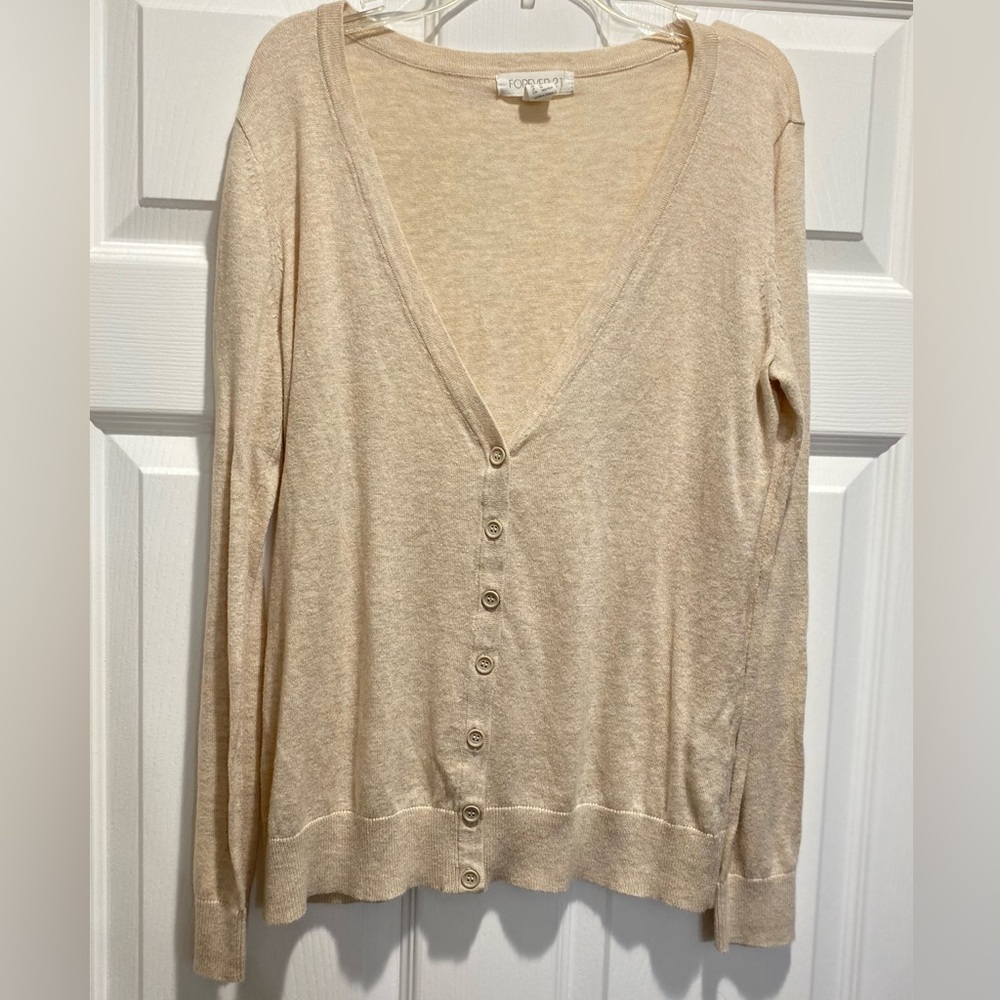 Forever 21 Light Tan V-Neck women’s Cardigan